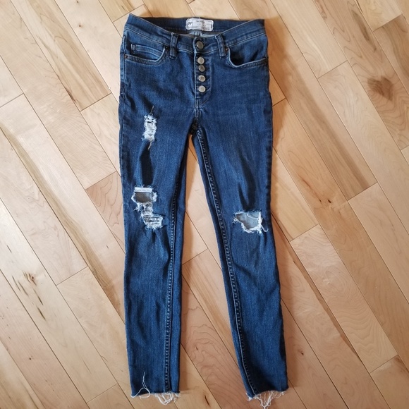 Free People Denim - 👖Free People button fly, distressed, raw hem jean